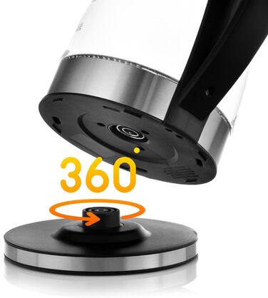 Скляний електрочайник Lehmann LHOEK-2220, 2 л, 2200 Вт, з LED-підсвічуванням, захистом від перегріву та автоматичним відключенням