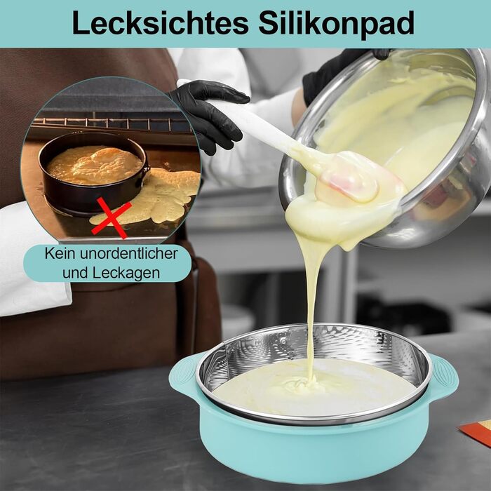 Форма для випічки Hikaproligt з нержавіючої сталі, діаметр 26 см, кругла, з антипригарним покриттям, не протікає, з силіконовим захистом, знімний дно, ідеальна для чізкейків, форма для випічки тортів 25 см