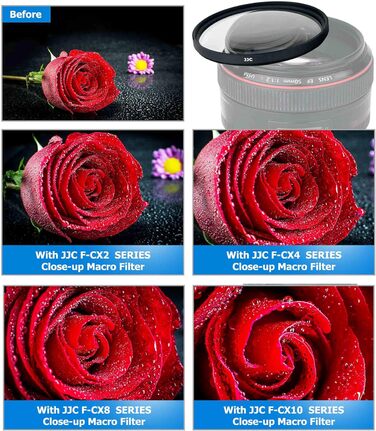 Набір макрофільтрів JJC 58 мм (+2, +4, +8, +10) для Canon EOS 90D 80D 5DII 5DIII 60D 70D та інші камери з об'єктивом 58 мм + чохол для фільтрів