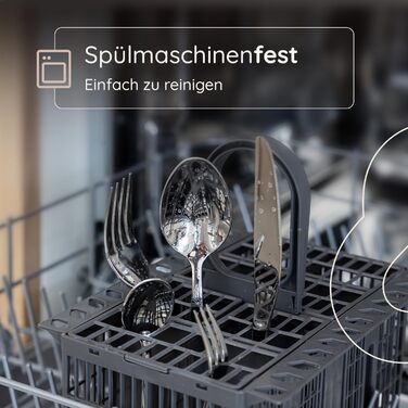 Набір столових приборів 36 предметів з нержавіючої сталі 18/0 на 6 осіб, сріблястий: ножі, виделки, ложки, ніж для стейка, виделка для торта, для повсякденного використання та прийому гостей, безпечні для посудомийної машини