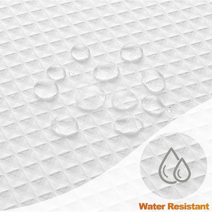 Драпіруваний душовий завіс, білий, вафельний візерунок, тканинний, міцний, готельна якість, 183x244 см