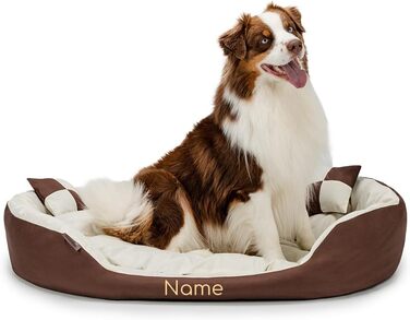 Ліжко для собак та котів Lionto 4-в-1 з поворотним подушкою, 65x50 см, з міцного оксфорду, водовідштовхувальне, з глибоким входом, з декоративною подушкою, для всіх розмірів, (колір: коричневий/бежевий)