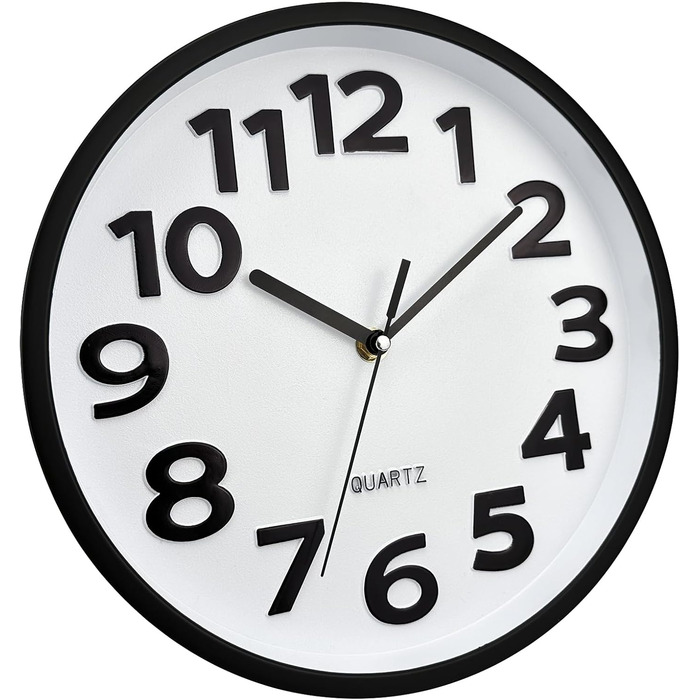 Plumeet 40.6cm Extra Large Wall Clock, Silent Non-Ticking Quartz Decorative Clocks, Modern Style Good for Living Room, Kitchen, Living Room, Bedroom, Office, Large 3D Number Display, (White) (25 cm, Ivory)