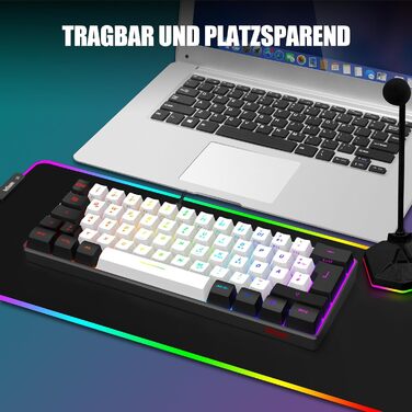 RedThunder Бездротовий комплект клавіатури та миші для геймінгу, QWERTZ DE, для PC, MAC, PS5, Xbox, офісу, білий/чорний