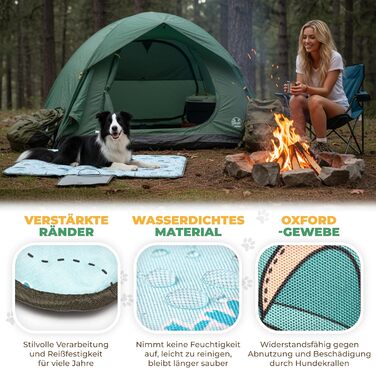 Лежанка для собак LexyFox: водовідштовхувальна, ізольована, з антиковзаючим покриттям | Підходить для подорожей, кемпінгу та відпочинку на природі | Лежанка для собак, килимок для тварин