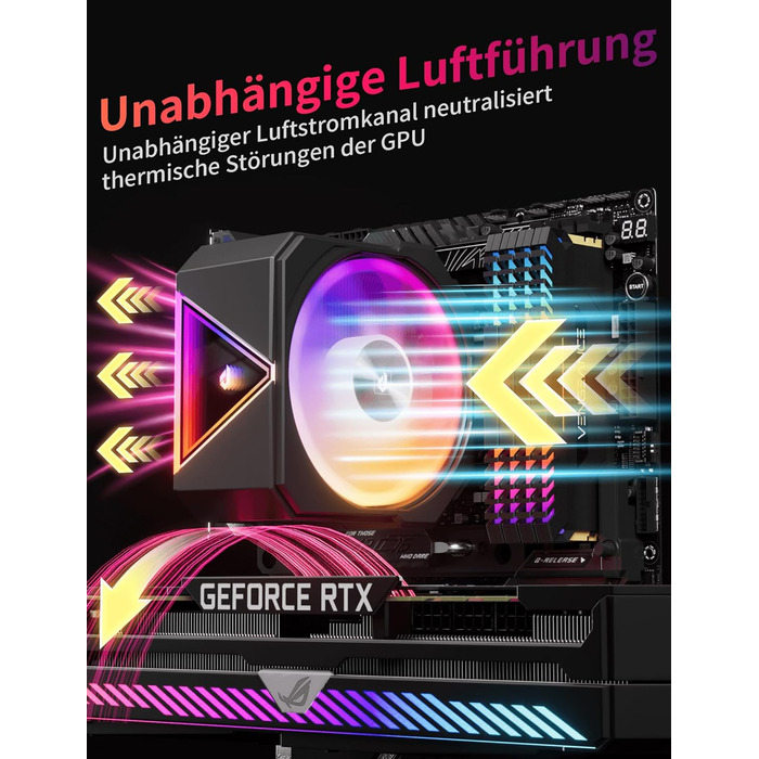 upHere UP1 Elite KC4C: Кулер для процесора з RGB підсвічуванням, 120мм, 4 теплові трубки, сумісний з AMD AM4/AM5 та Intel