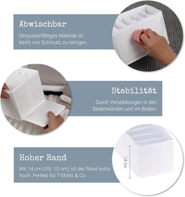 ROW&LINE® – Organizer Set – 11 extra tall compartments for underwear, bras & clothing – Organization system for changing tables – durable & washable for any closet & drawer – white – Size: 4x S