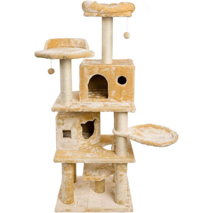 Кігтеточка для котів JAMAXX Premium XXL, H165 см, стабільна, 9 стовбурів, плюш, PCT6006, бежевий