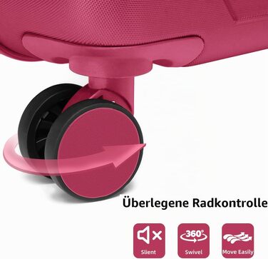 Набір валіз LARVENDER з 6 предметів, легка тверда оболонка ABS, розширювані дорожні валізи з TSA-замком, 4 колеса, включаючи дорожню сумку та косметичку, яскраво-рожевий