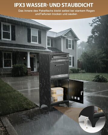 Поштовий ящик вуличний Edestahl Anthrazit з газетницею (37x37x10 см) та індивідуальним іменним шильдиком. Водонепроникний, з наклейкою проти небажаної реклами.