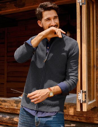 Кардиган чоловічий PJ PAUL JONES з блискавкою та стійким коміром, грубий трикотаж, XL, темно-сірий