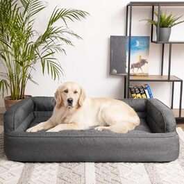 Dog bed, pet furniture, cat bed, removable cover, dog basket, dog cushion, dog lounger, sleeping places, dog sofa, XL: 96x62 cm (2: 96x62 cm, Graphite)