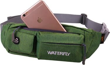 WATERFLY Поясна сумка на пояс для чоловіків та жінок: стильна сумка через плече для спорту, бігу, прогулянок з собакою, подорожей (Зелена)