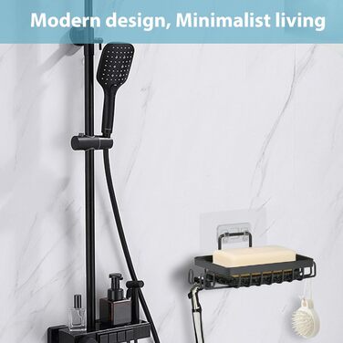 Набір з 2 штук тримач для мила з нержавіючої сталі 304, для душу, ванної кімнати та кухні, настінний, без свердління, самоклеючий з гачком та підставкою для мила (Чорний)