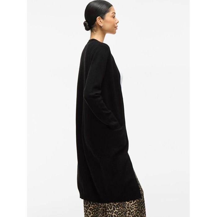 Жіночий кардиган Vila Viril Longline XXL чорний (Black) - в'язаний подовжений жакет