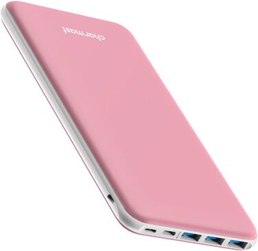 Power Bank Charmast 26800mAh з 4 виходами та 3 входами, USB-C, рожевий. Сумісний з iPhone, iPad, Samsung та іншими пристроями