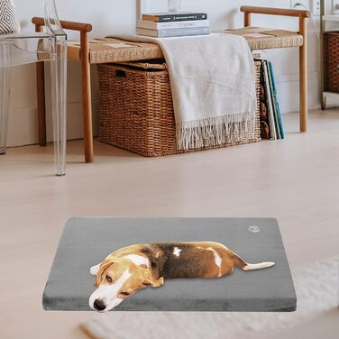 EMPSIGN Dog Bed for Large Dogs, Washable Dog Cushion, Waterproof Dog Bed L 89x56cmx7.6cm, Dog Cushion Suitable for Cages, Dog Mat with Removable and Washable Cover for Large Dogs, Grey (S (61*41*5.8cm))