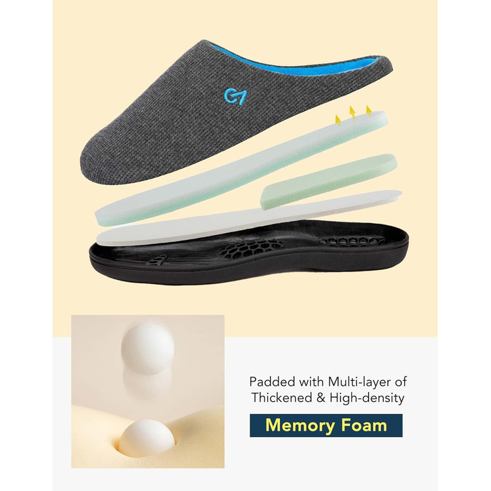 Чоловічі халапи VeraCosy з пам'яті піни, двоколірні, 40/41 EU, сірий/блакитний