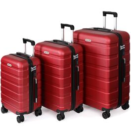 Набір валіз TANTOMI 3 шт., ABS, з колесами, 20/24/28 дюймів, червоний колір