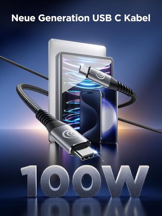 Кабель USB-C на USB-C 100W, 3M+3M, 2 шт., Nylon, PD 3.0, для iPhone, Samsung, iPad, MacBook, Pixel, Switch