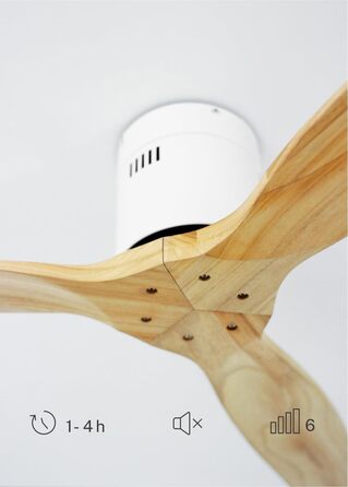 Вентилятор стельовий Windcalm Natural Wood M з пультом, Ø132 см, 40W, 6 швидкостей, літо/зима, дерев'яні лопаті, без світла