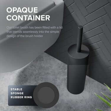 Набір для чищення унітазу Ingoy | Силіконова щітка для унітазу | Чорний | з нержавіючої сталі з кришкою | для ванної кімнати та гостьового туалету | знімний насадка | стильний дизайн