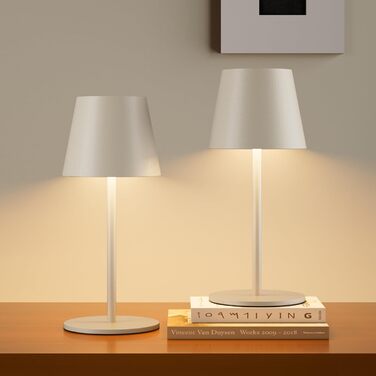 Світлодіодний акумуляторний настільний світильник 26 см, 5000mAh, IP54, 2 шт. (Бежевий) - кемпінговий, для ресторану, спальні, бару