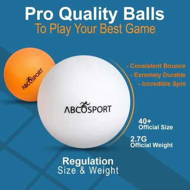 Набір для пінг-понгу Abco Tech: 4 ракетки з м'яким покриттям та 6 м'ячів, для професійних та любительських ігор, 2-4 гравці