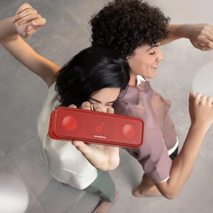Soundcore 3 Bluetooth колонка: Стереозвук, Titan-драйвер, PartyCast, BassUp, 24 год, IPX7, EQ, Чорний/Червоний