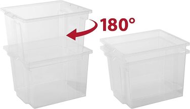 Iris Ohyama Versatile Storage Boxes, 30L, 6-Piece Set, Easy-Close Lid, Stackable, Plastic, For Closet, Shelves, Organization, Clothing, Bedding, Garage, USB-M (Transparent, 30L / 3-Piece Set)