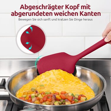 U-Taste Набір кухонного приладдя з силікону, 5 шт, термостійкі до 315°C, BPA-free, антипригарні лопатка та ложки для смаження, перемішування, сервірування (червоні)