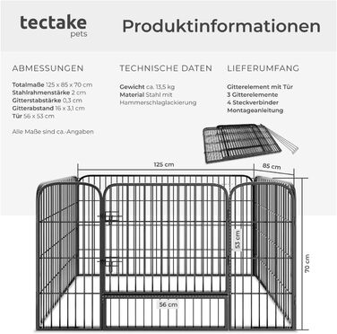Тектейк вольєр для цуценят, 60 см, 8 грат, чорний - 402502