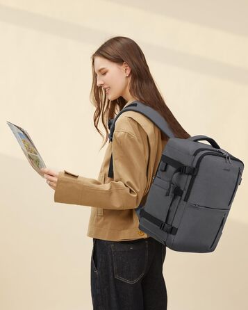 LOVEVOOK Рюкзак для подорожей, ручна поклажа, 40x30x20 см, 24л, для ноутбука 14 дюймів, сірий