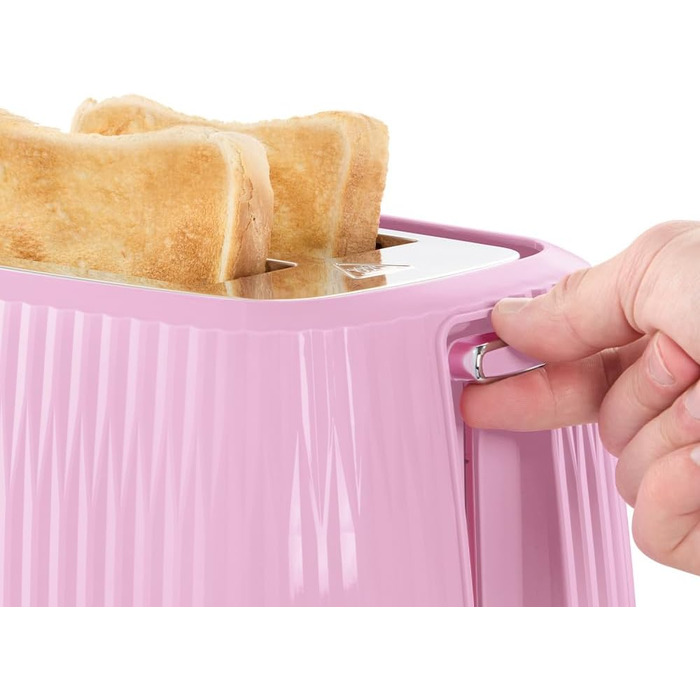 Тостер Russell Hobbs Eden з 2-ма відділеннями, 6 рівнів підсмажування, підігрів, розморожування, стоп-функція, крихтозбірник, підставка для бургерів, 27374-56 (полуниця)