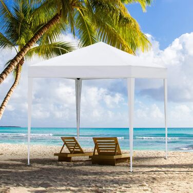 CLIPOP Pop Up Gazebo 3 x 3 m, Outdoor Folding Gazebo with 4 Side Walls and Carry Bag, UV Protection Garden Gazebo for Wedding, Outdoor, Camping, Beach (White)
