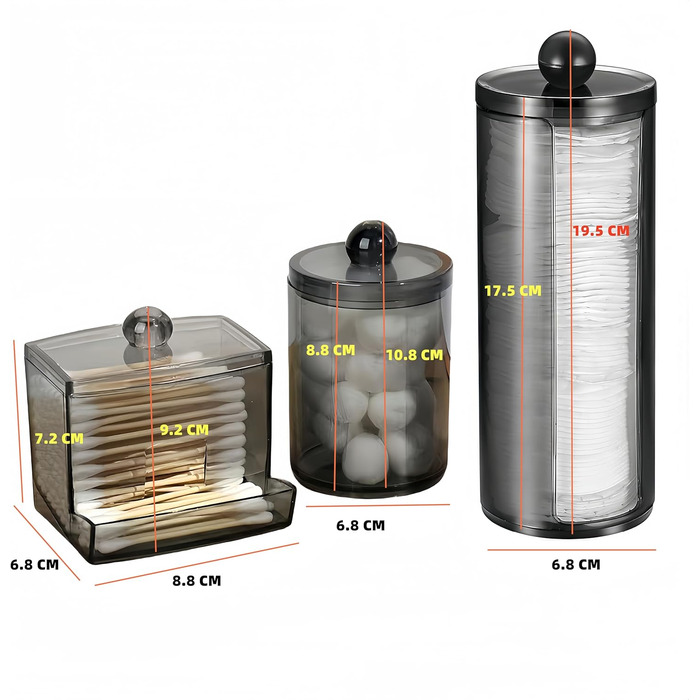 Диспенсер для ватних паличок та дисків PET, органайзер для косметики та макіяжу, чорний (BLACK-D2)