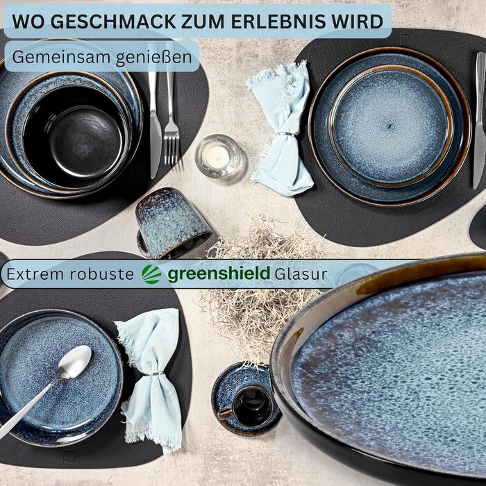 Набір десертних тарілок Sänger Osaka, 6 шт, кераміка, блакитний з чорним обідком, для 6 осіб, VALUE COLLECTION