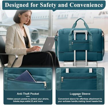 Спортивна сумка для подорожей Easyjet: водонепроникна дорожня сумка-шопер з відділенням для взуття, 45л, A5, бежева