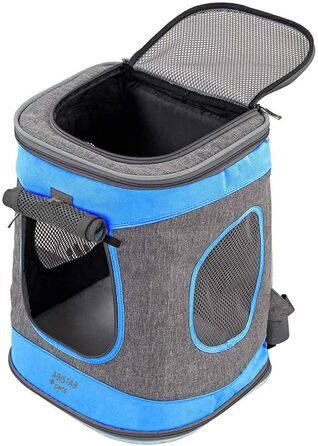 Складана переноска для собак та котів - транспортна сумка для подорожей на авто та літаку. Міцна переноска-рюкзак сіро-зеленого кольору (сіро-блакитного).