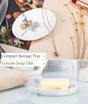 Миска для мила Luxspire з мармуру, овальна. Стійка до подряпин, елегантна мильниця для кухні, ванної кімнати та душу. Колір: кремовий