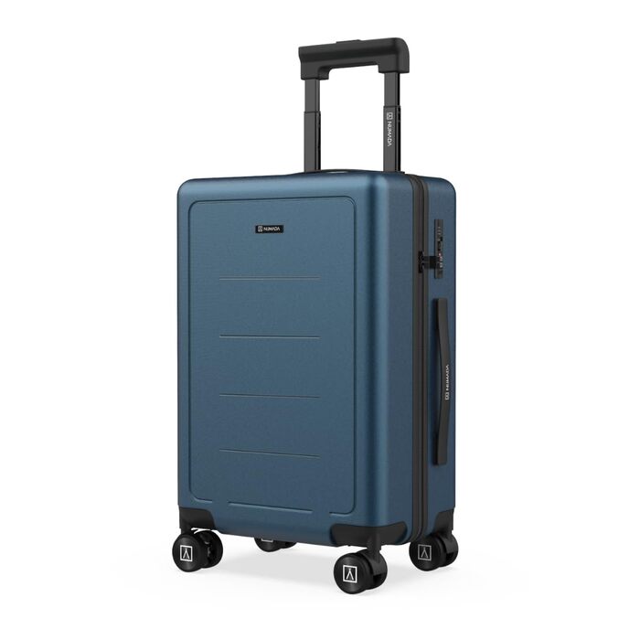 Чемодан ручної об'єм NUMADA PackPro T20 (56x37x22 см) з TSA-замком та 4 колесами. Жорсткий кейс з внутрішніми відділеннями, світлом, стійкий (Блакитний)