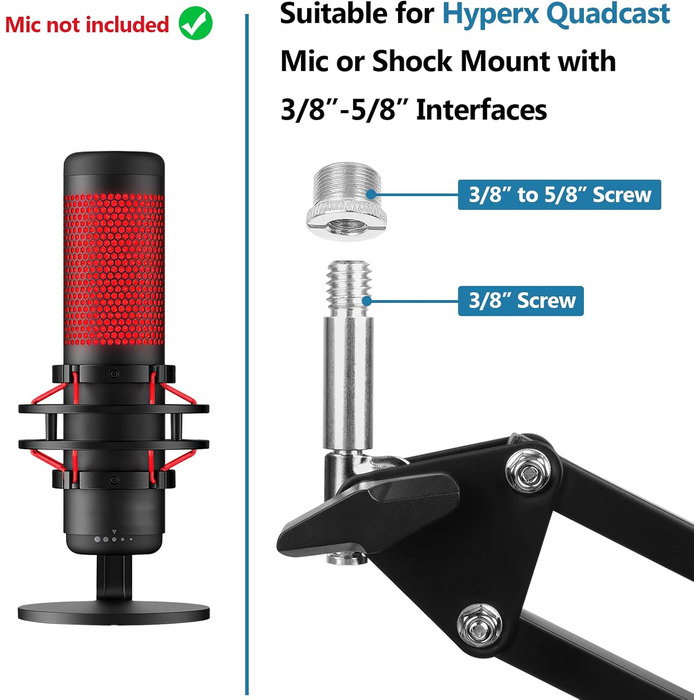 Підставка для мікрофона ChromLives Boom Arm - сумісна з HyperX QuadCast, Rode, Fifine, Blue Yeti, Razer Seiren V3 Mini - для геймінгу, стрімінгу та запису