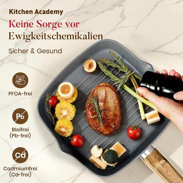 Набір посуду Kitchen Academy, 17 предметів, каструлі та сковороди з антипригарним покриттям для індукційних плит (Сірий)