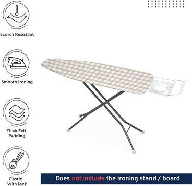 Чохол для прасувальної дошки Encasa XO Franca Beige Streifen 125x39 см, товстий, еластичний, термостійкий, бежевий в смужку