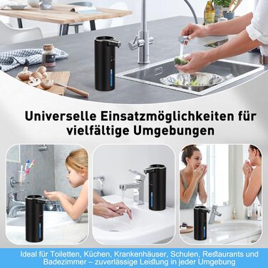 Автоматичний дозатор мила на стіну, сенсорний, 400 мл, USB, акумулятор 1800 mAh, для ванної, кухні, офісу (Білий). Підтримка чорного кольору та піни.