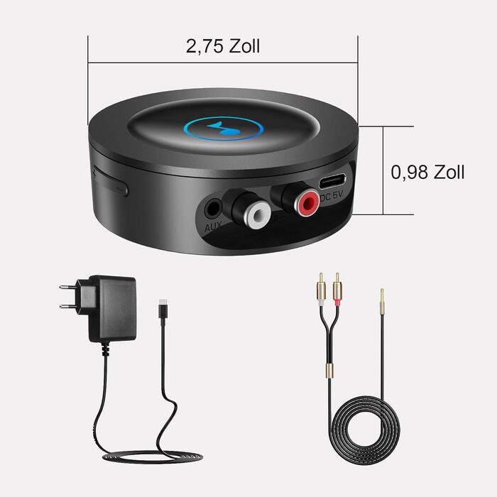 Bluetooth 5.2 адаптер для стереосистеми: AUX, RCA, HiFi, Lossless, низька затримка
