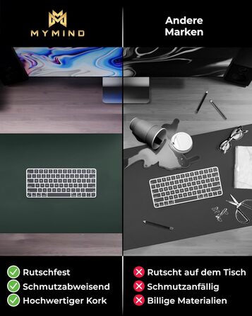 Підкладка для столу MYMIND® 80x40 см - XXL килимок для миші з преміум-шкіри PU, водонепроникна, для дому та офісу