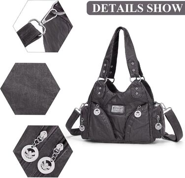 Сумка жіноча TIAASTAP Klein City Bag вінтажна сіра шкіряна через плече, хобо, з багатьма відділеннями