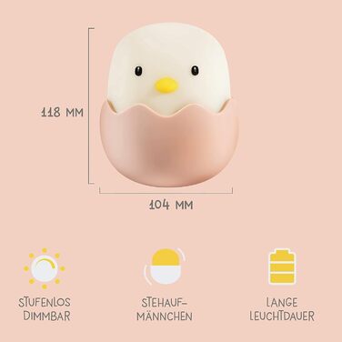 MegaLight LED Night Light Kids RGB Color Changing | Night Light Baby without swallowable small parts | Nursing light dimmable timer | Night lamp for children's room touch USB | (Eggy Egg)