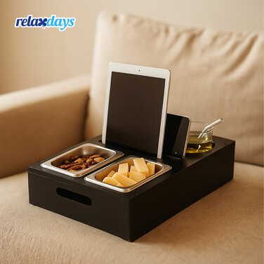 Relaxdays Підлокітник для дивану зі столиком для снеків
